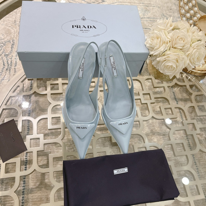 Pra*a brushed leather slingback pumps blue