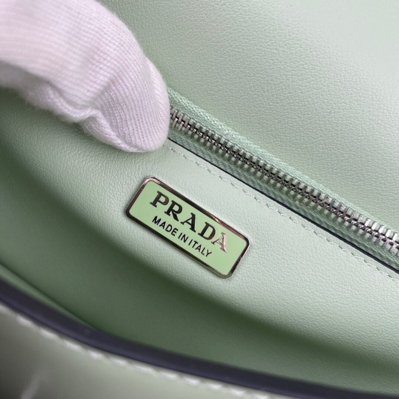 Pra*a shiny leather shoulder bag green