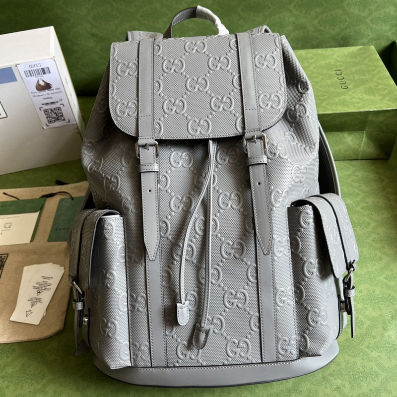 G*u*i gg embossed backpack grey leather