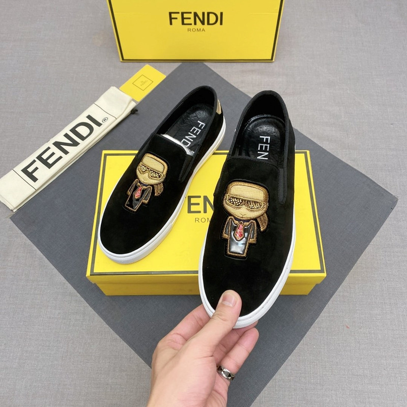 F**di gold karl lagerfeld pattern loafers