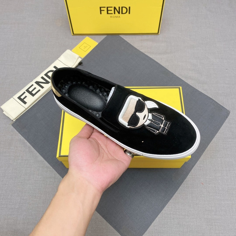 F**di black karl lagerfeld pattern loafers