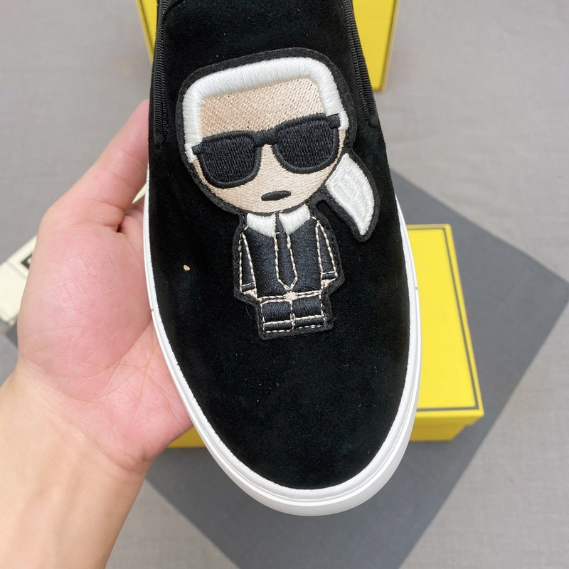 F**di black karl lagerfeld pattern loafers