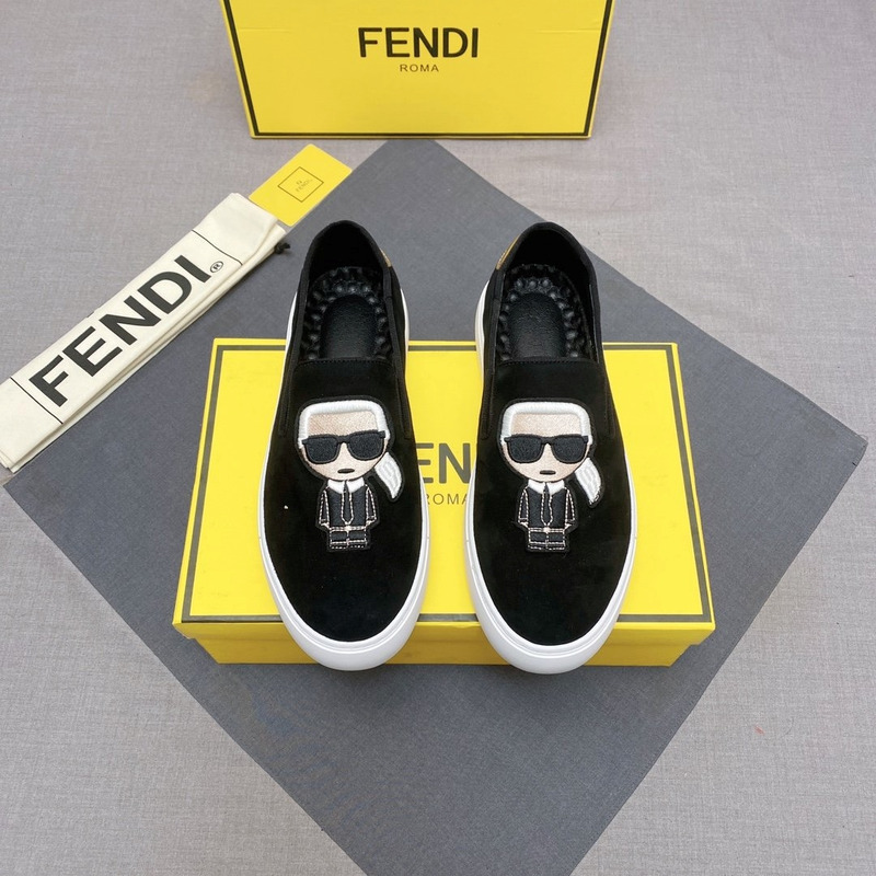 F**di black karl lagerfeld pattern loafers