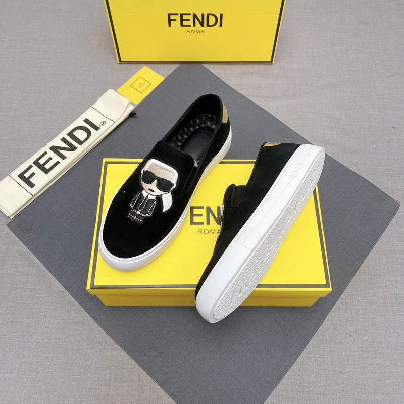 F**di black karl lagerfeld pattern loafers