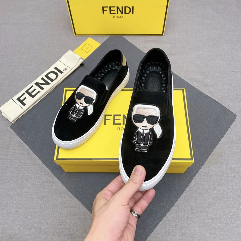 F**di black karl lagerfeld pattern loafers