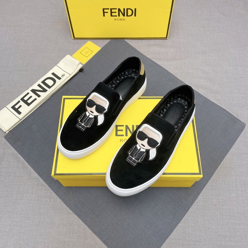 F**di black karl lagerfeld pattern loafers