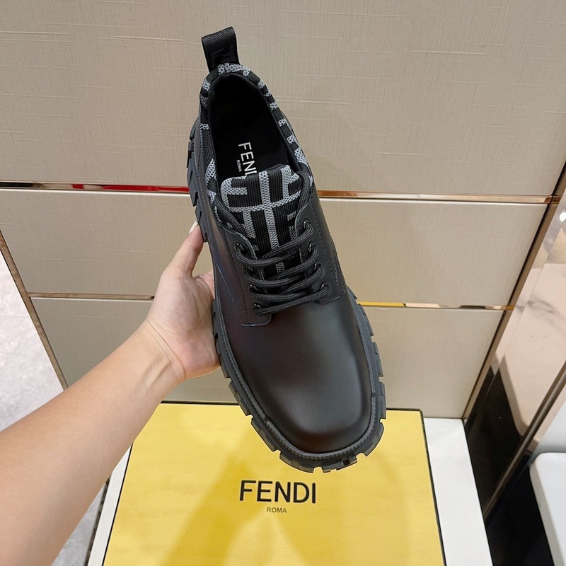 F**di force black logo leather shoes