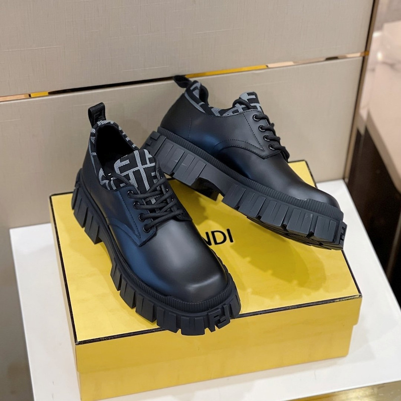 F**di force black logo leather shoes