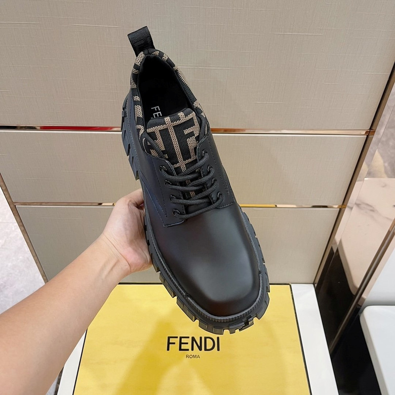 F**di force brown logo leather shoes