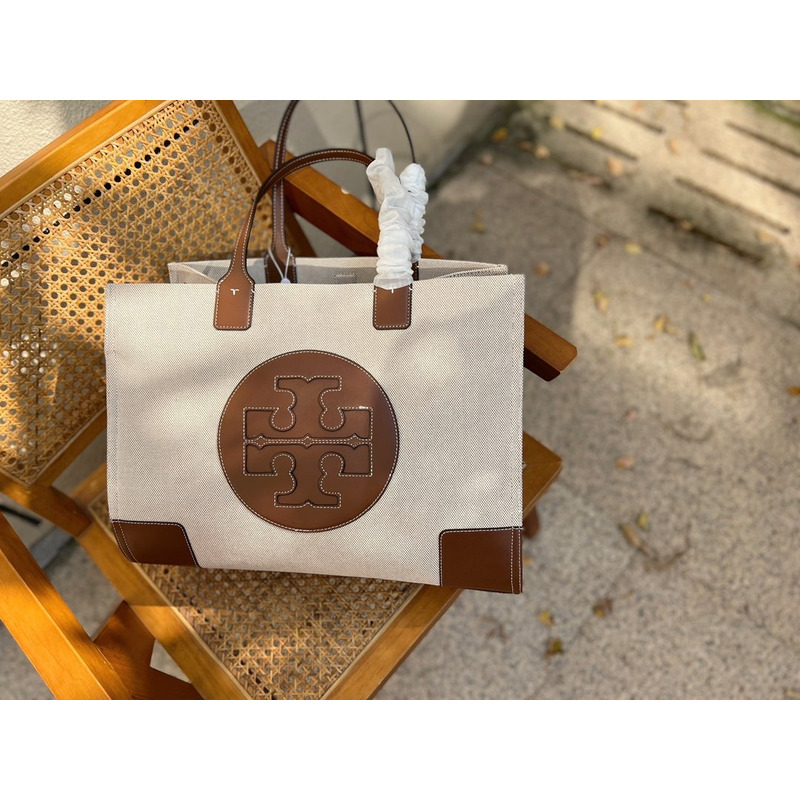 Tory Burch Ella Tote Bag White Brown