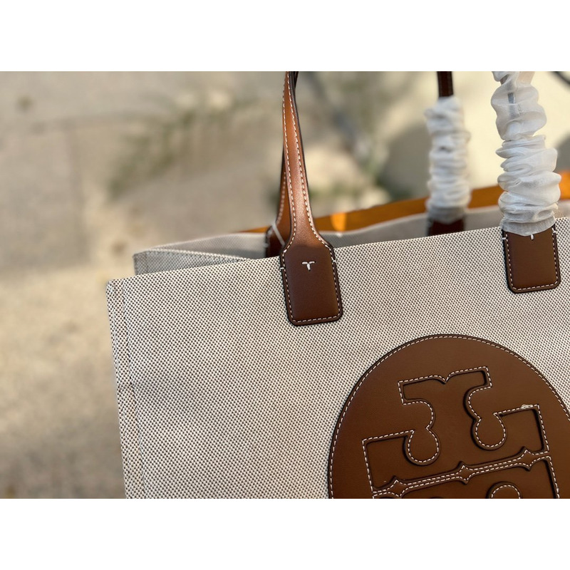 Tory Burch Ella Tote Bag White Brown