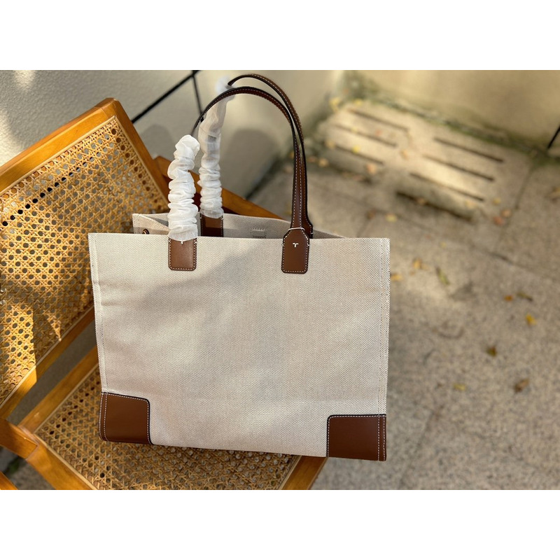 Tory Burch Ella Tote Bag White Brown