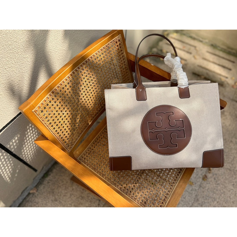 Tory Burch Ella Tote Bag White Brown