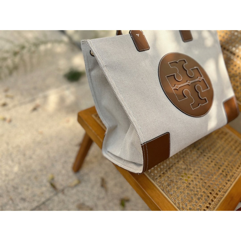 Tory Burch Ella Tote Bag White Brown