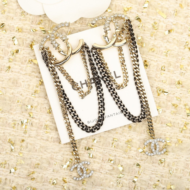 Ch*el cc diamond tassel earring