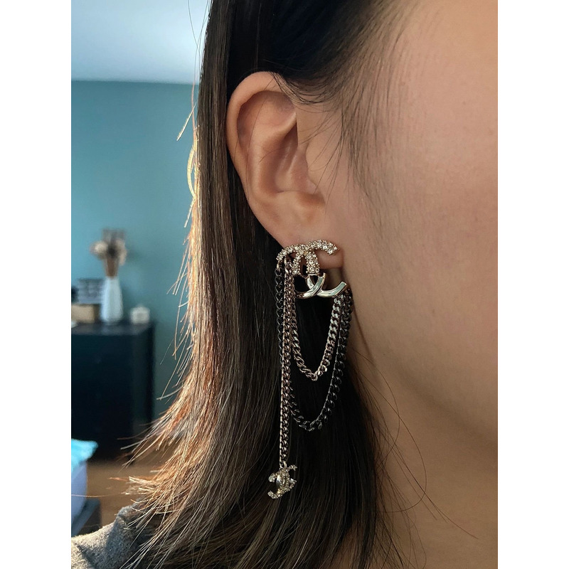 Ch*el cc diamond tassel earring