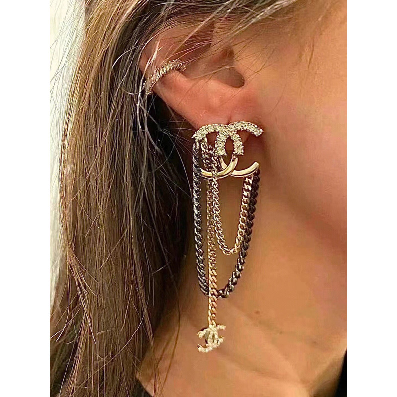 Ch*el cc diamond tassel earring