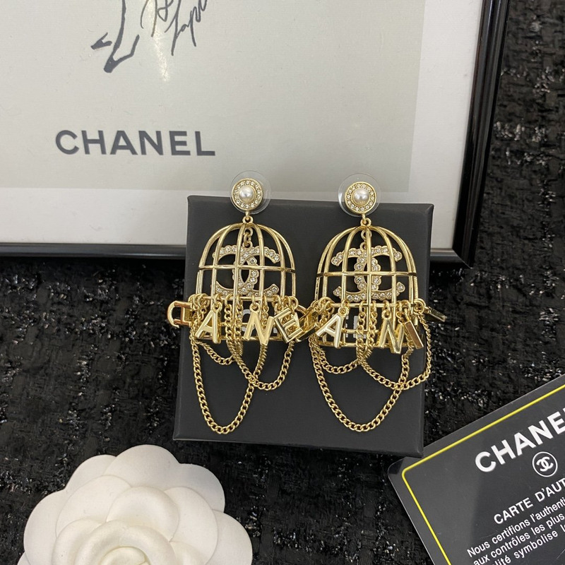 Ch*el baroque cage rose gold earring