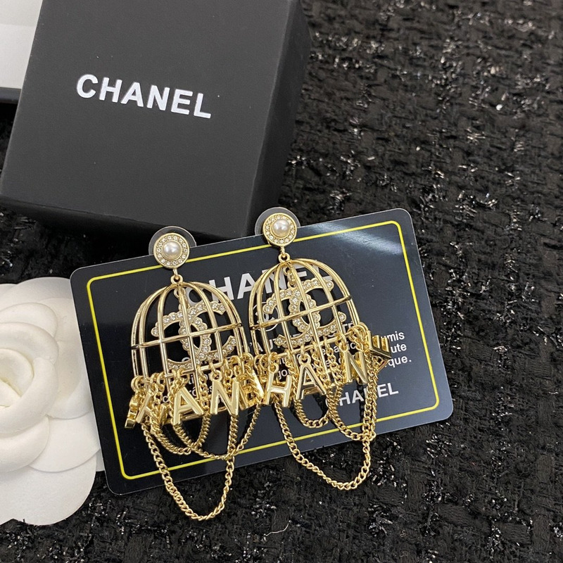 Ch*el baroque cage rose gold earring