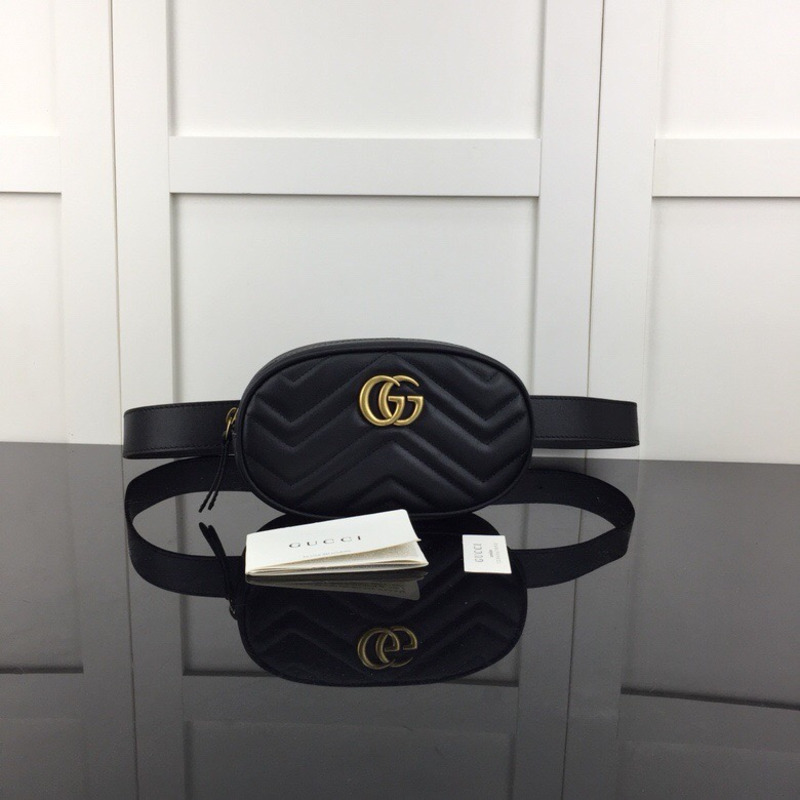 G*u*i gg marmont matelasse belt bag black