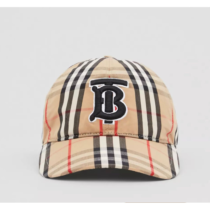 B**rry monogram motif vintage check cotton baseball cap