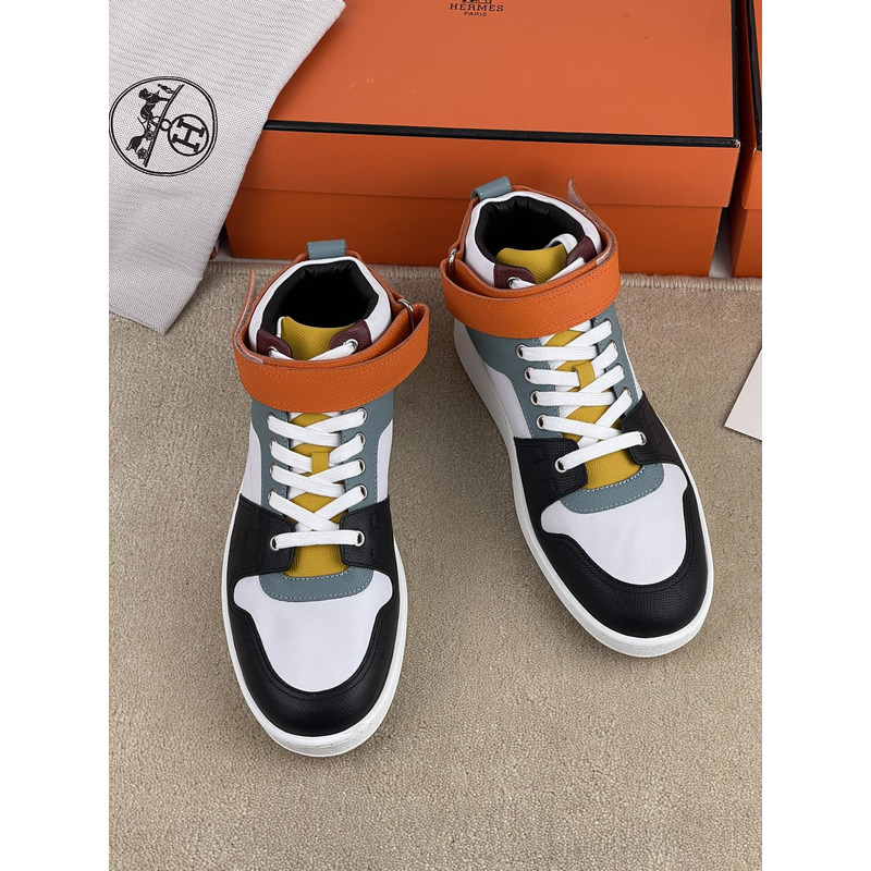 H**mes leather logo sneakers