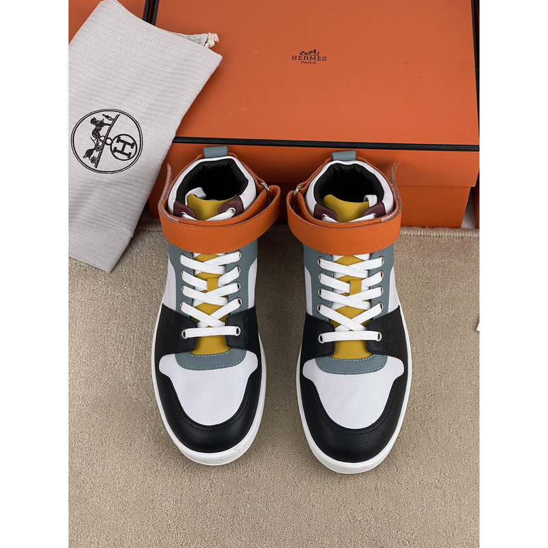 H**mes leather logo sneakers