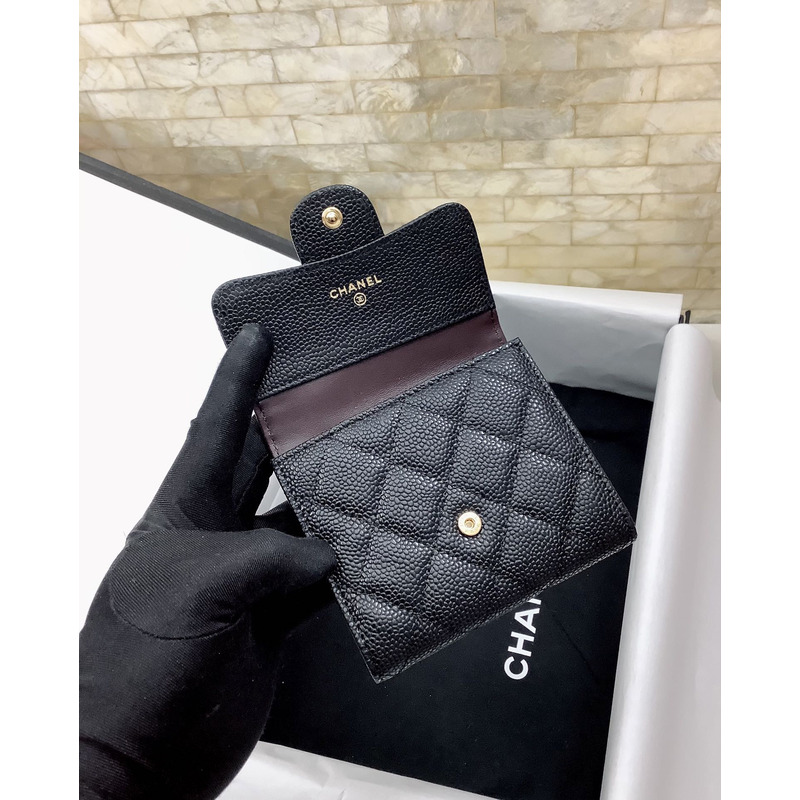 Ch*el classic flap wallet black