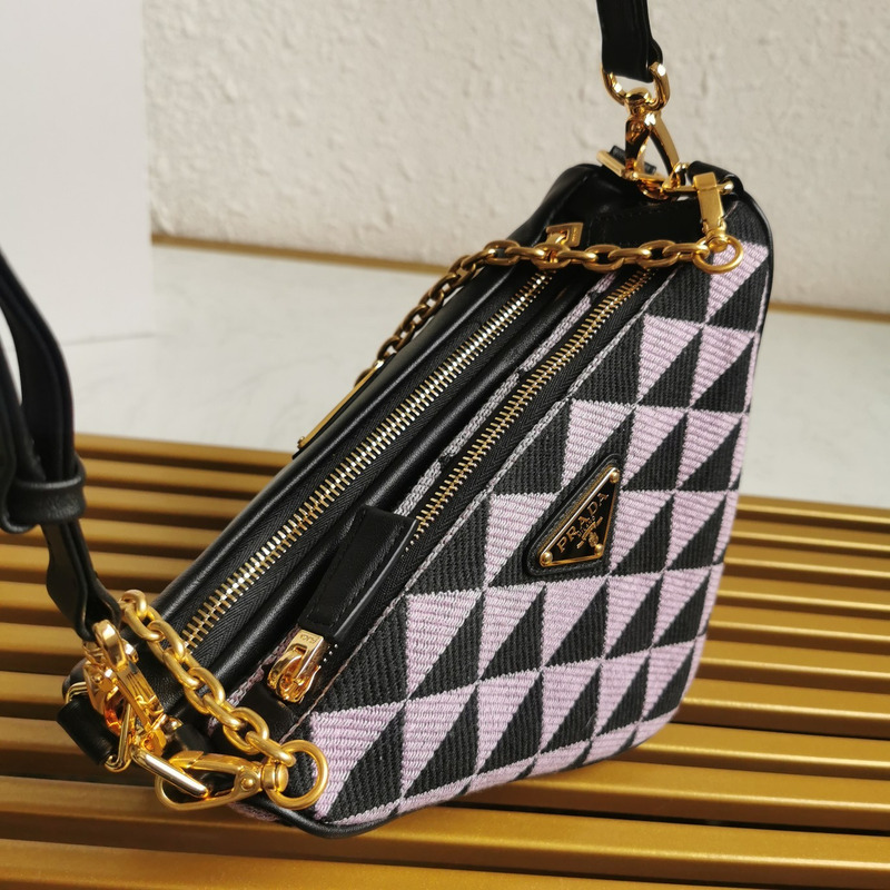 Pra*a  symbole leather and fabric mini bag in black