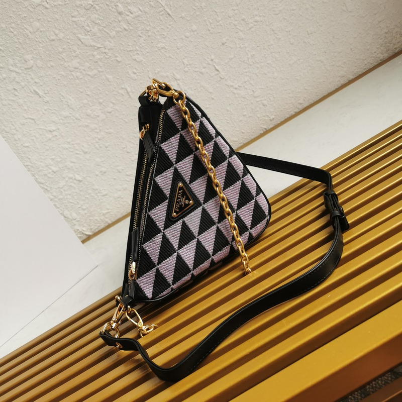 Pra*a  symbole leather and fabric mini bag in black