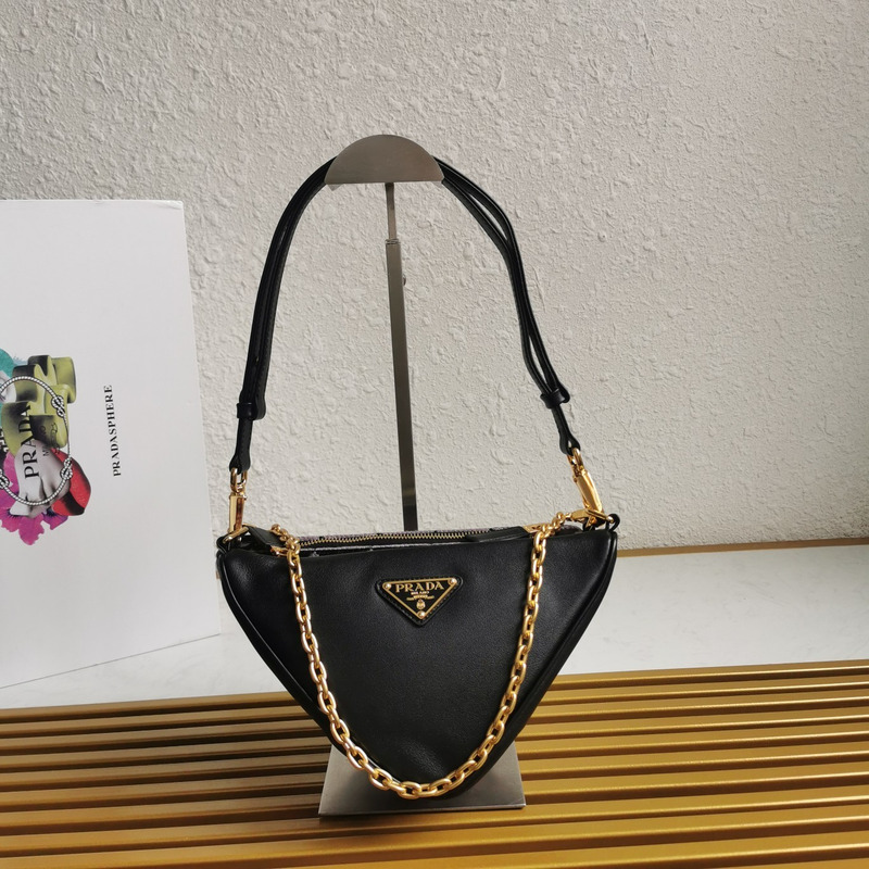 Pra*a  symbole leather and fabric mini bag in black