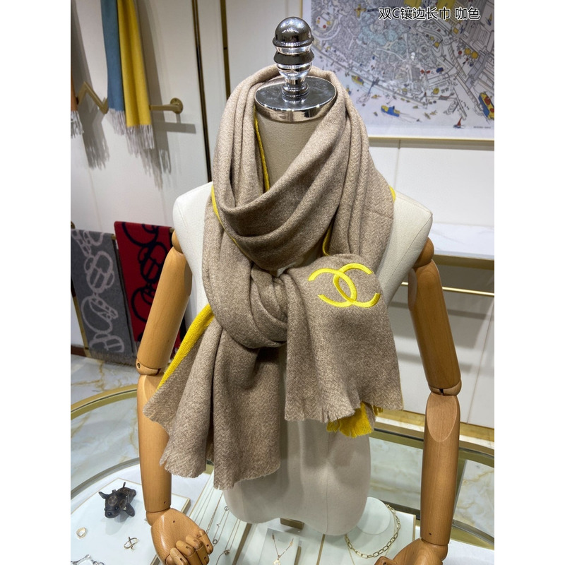 Ch*el  shawl double-sided large square scarf in beige