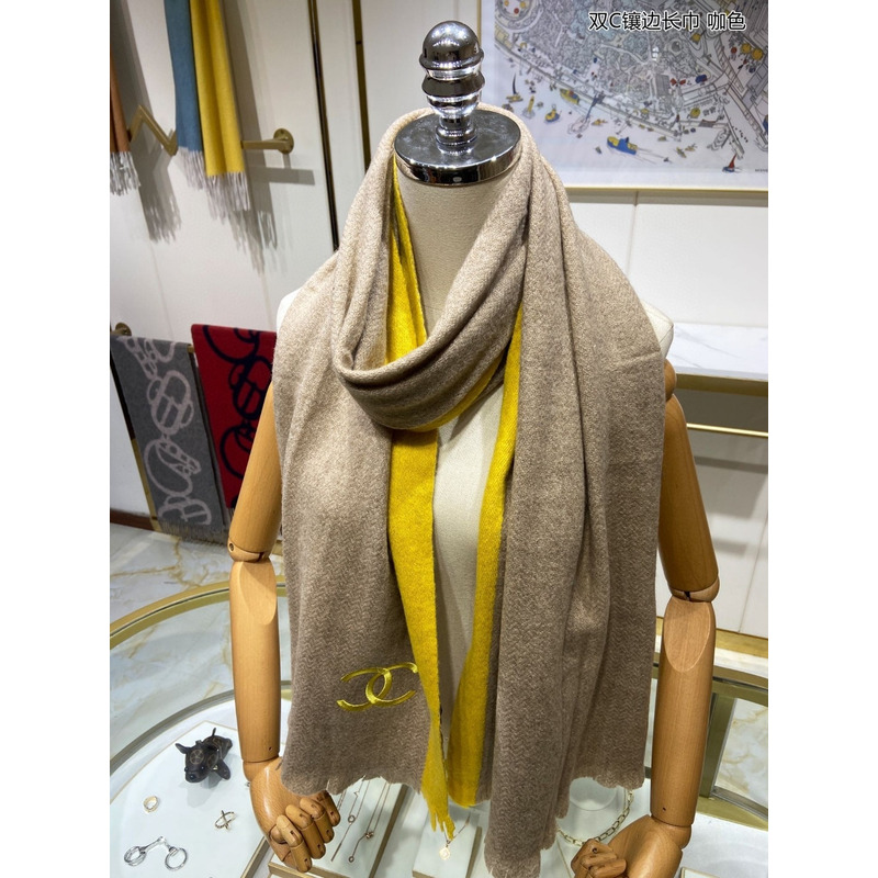 Ch*el  shawl double-sided large square scarf in beige