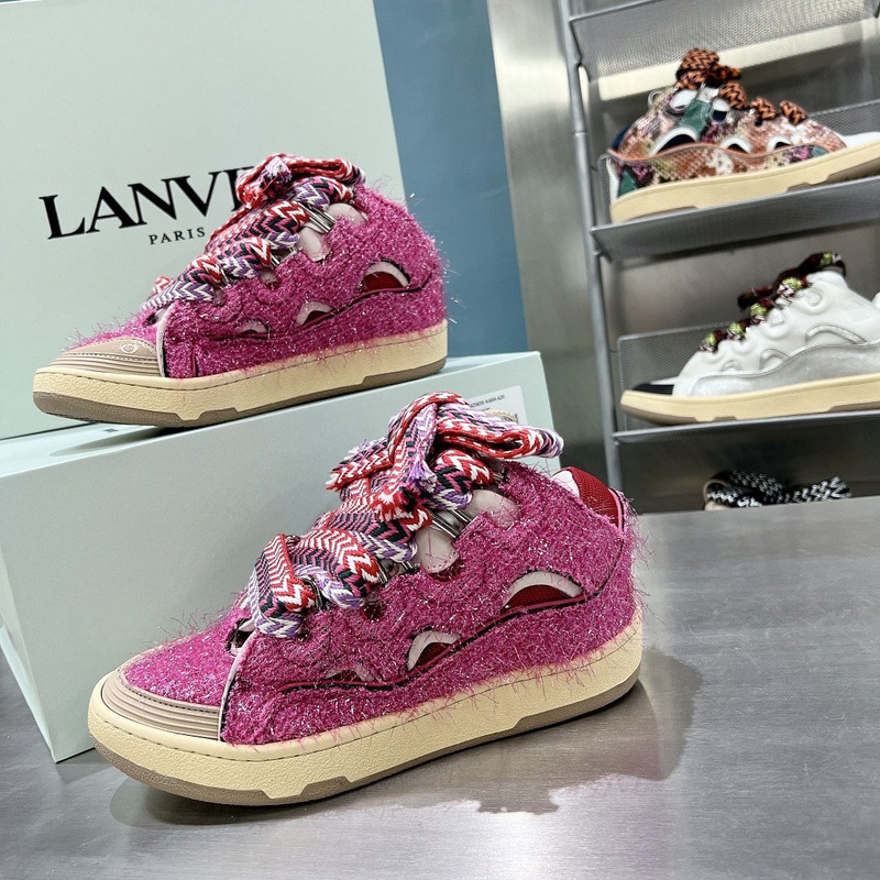 Lanvin Lurex Curb Metallic Sneakers Pink