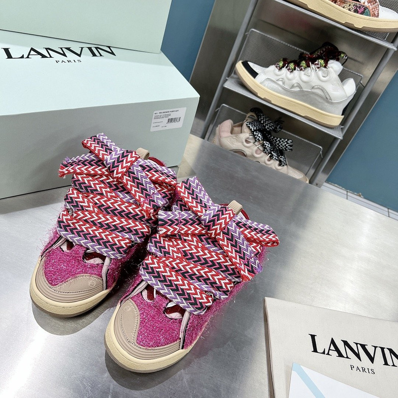 Lanvin Lurex Curb Metallic Sneakers Pink