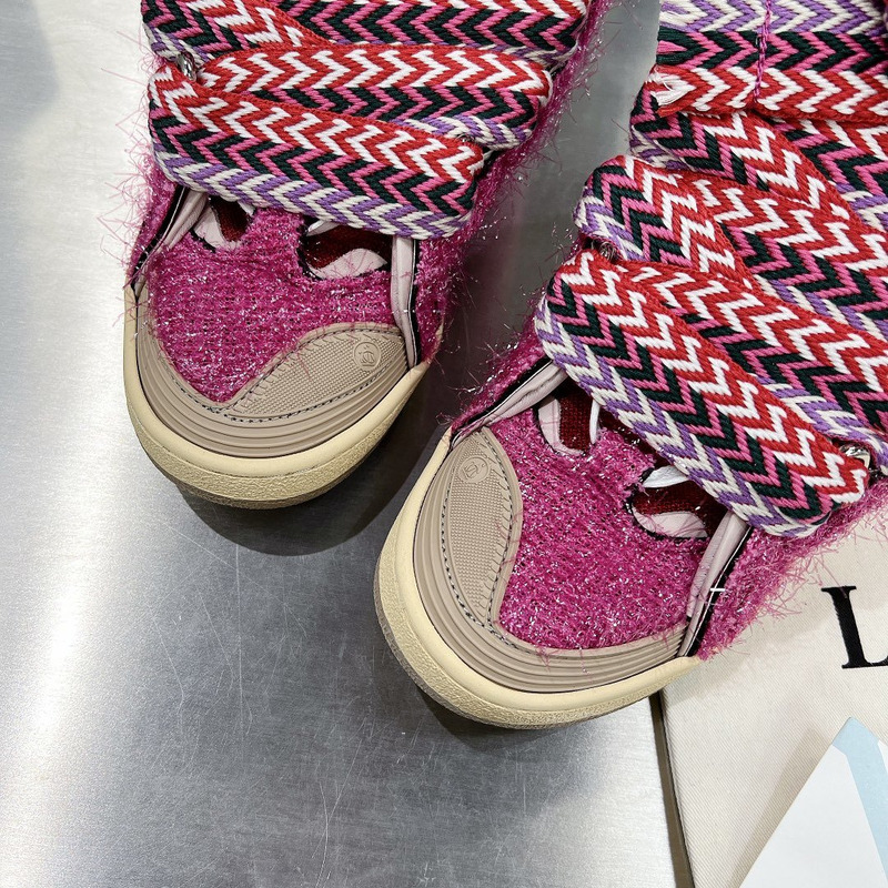 Lanvin Lurex Curb Metallic Sneakers Pink