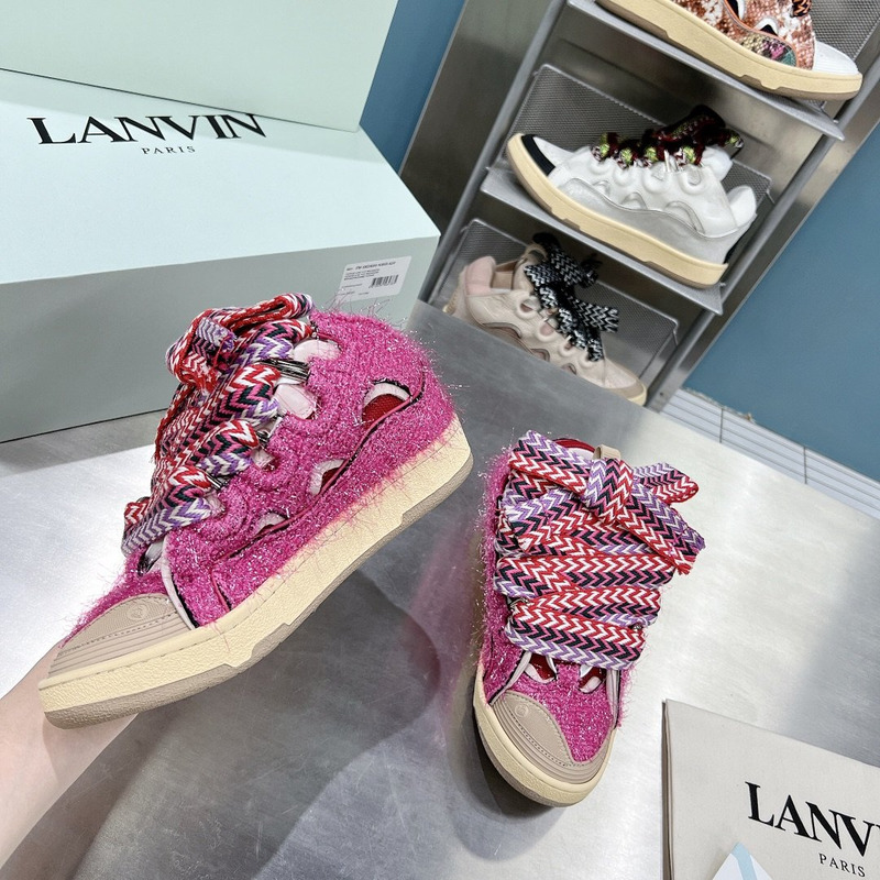 Lanvin Lurex Curb Metallic Sneakers Pink