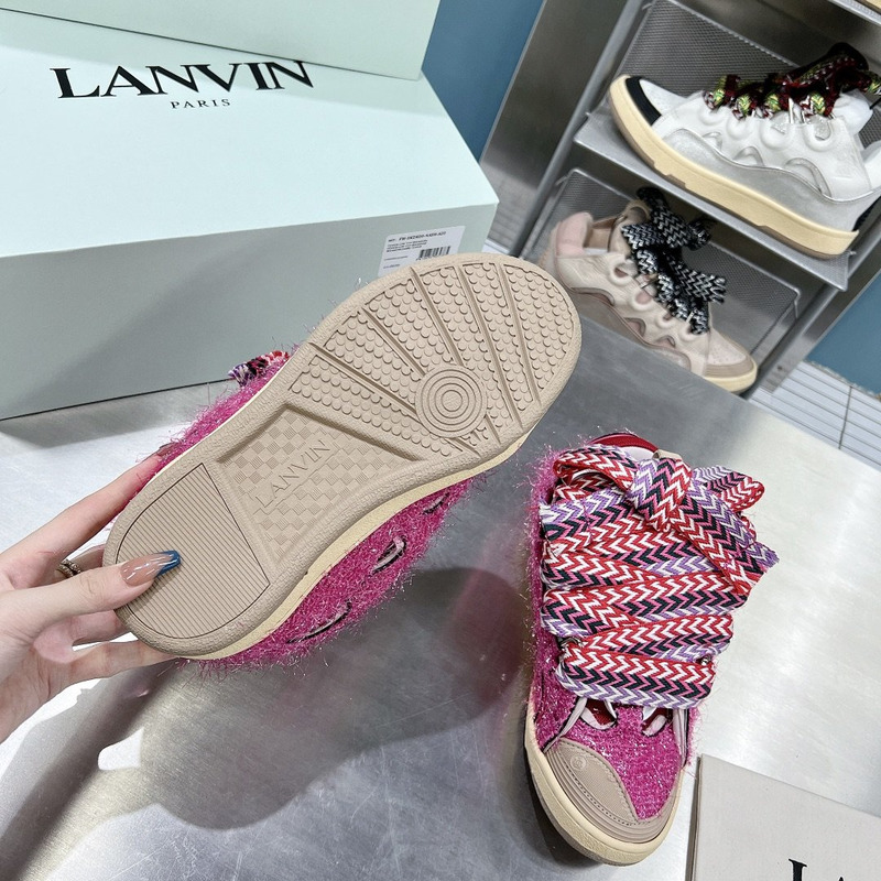 Lanvin Lurex Curb Metallic Sneakers Pink