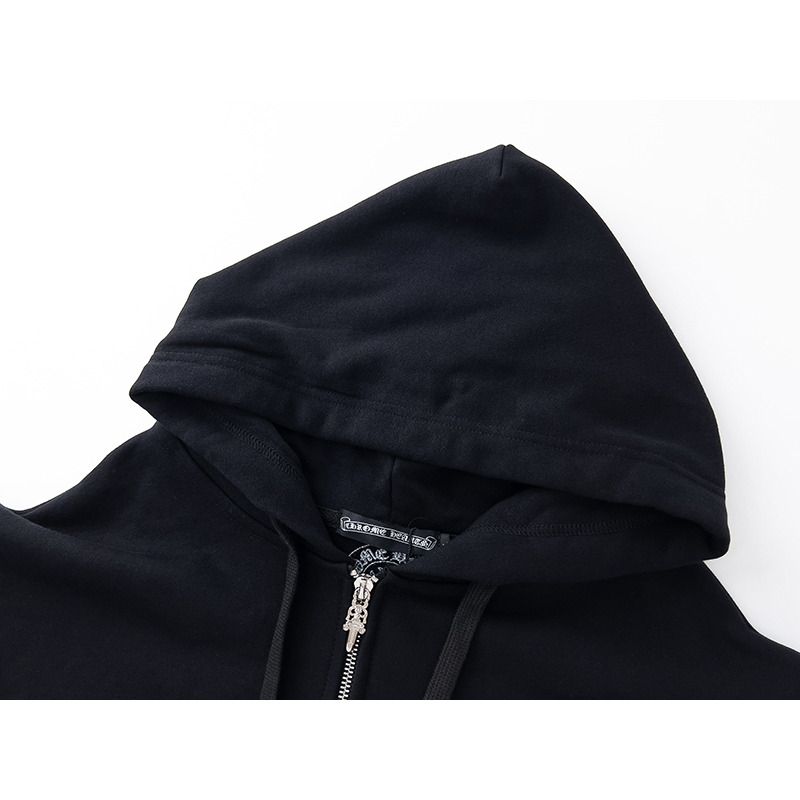 Chrome Hearts Multicolor Cemetery Cross Zip Up Hoodie Black