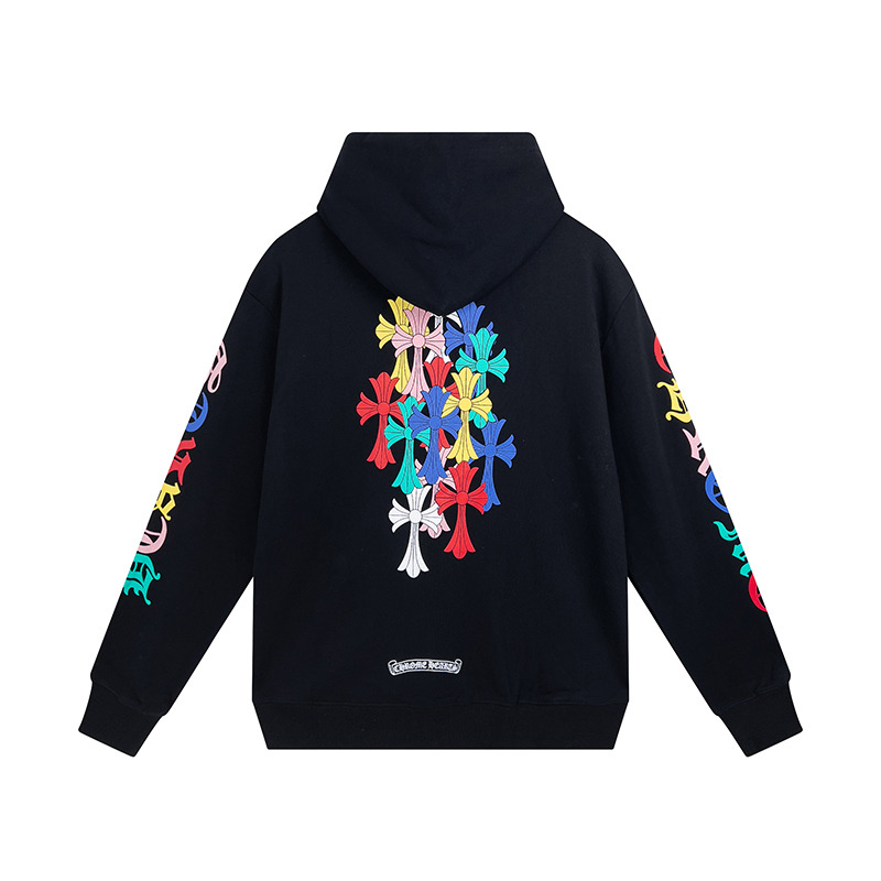 Chrome Hearts Multicolor Cemetery Cross Zip Up Hoodie Black