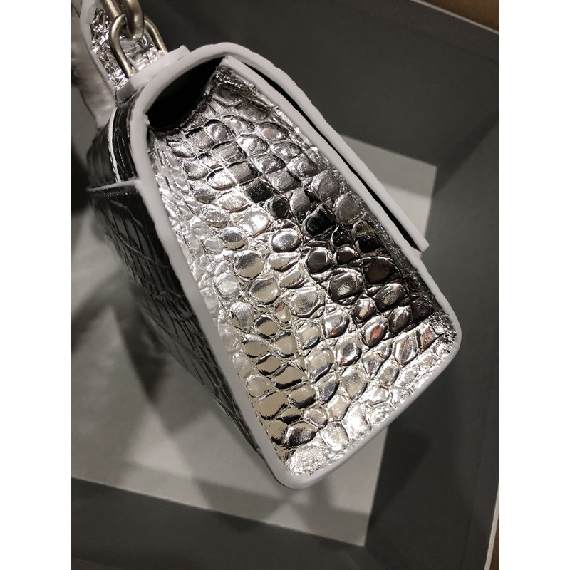 Ba*len*cia*ga hourglass shoulder bag silver