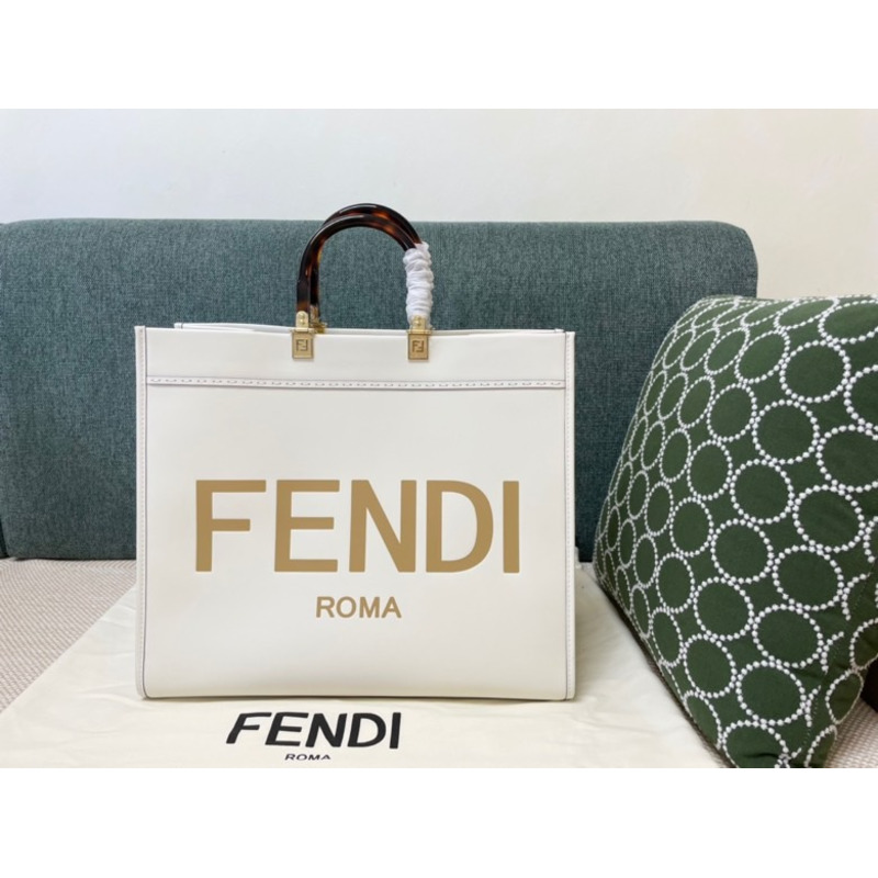 F**di large sunshine shopping tote white