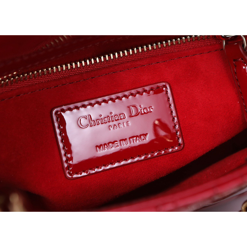 D*or lady mini classic lacquer bag red