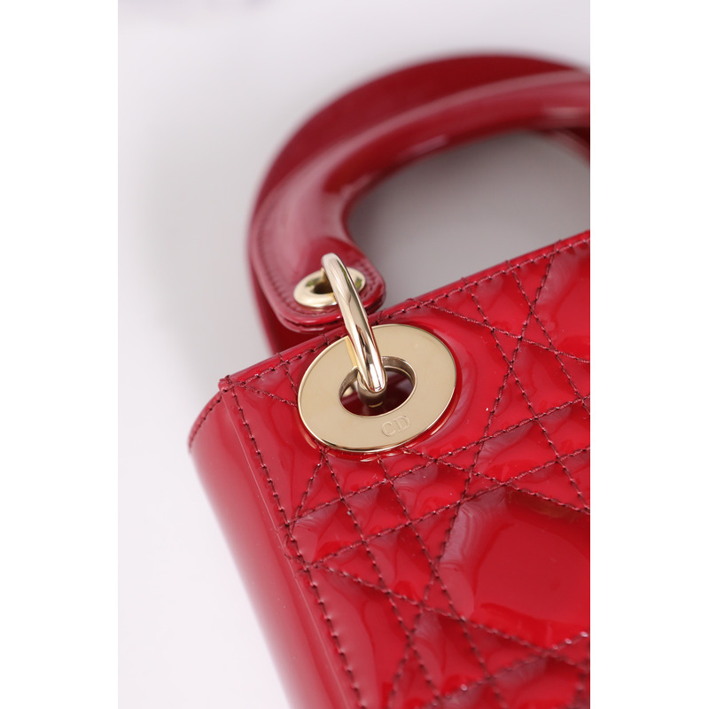 D*or lady mini classic lacquer bag red