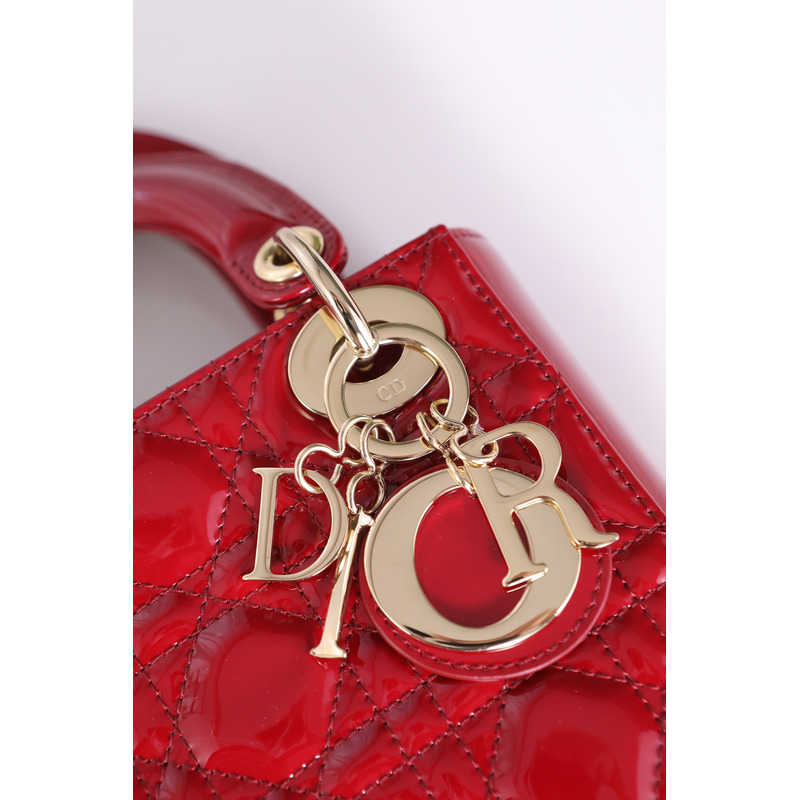 D*or lady mini classic lacquer bag red