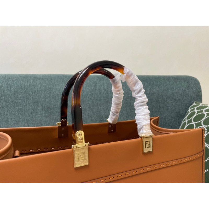 F**di sunshine leather tote brown