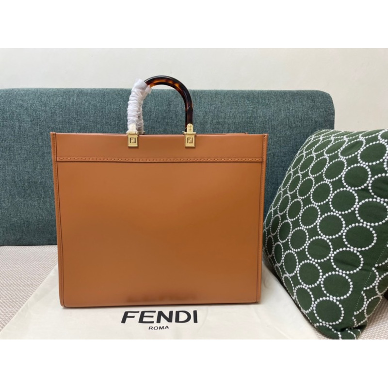 F**di sunshine leather tote brown