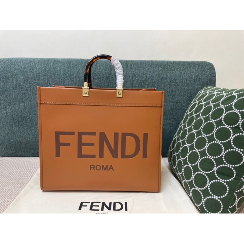 F**di sunshine leather tote brown