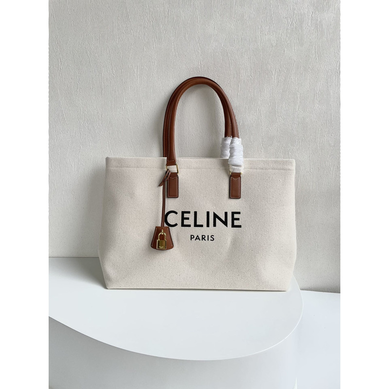 Ce**e cabas logo print canvas tote bag large