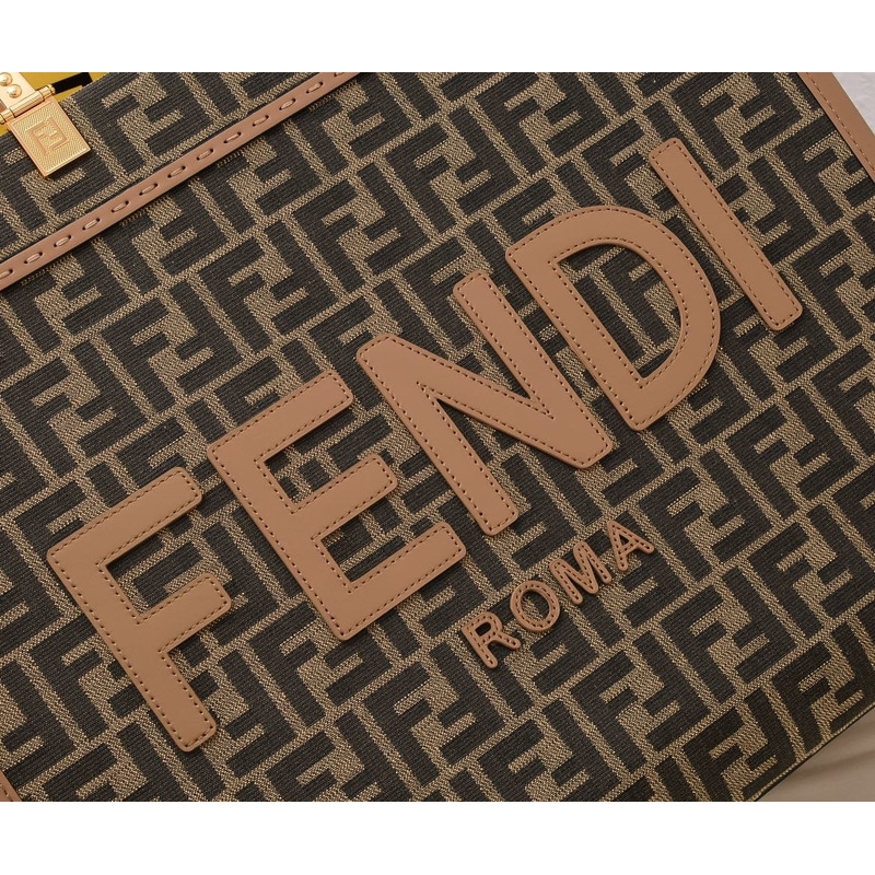 F**di calfskin canvas a4 2way logo totes